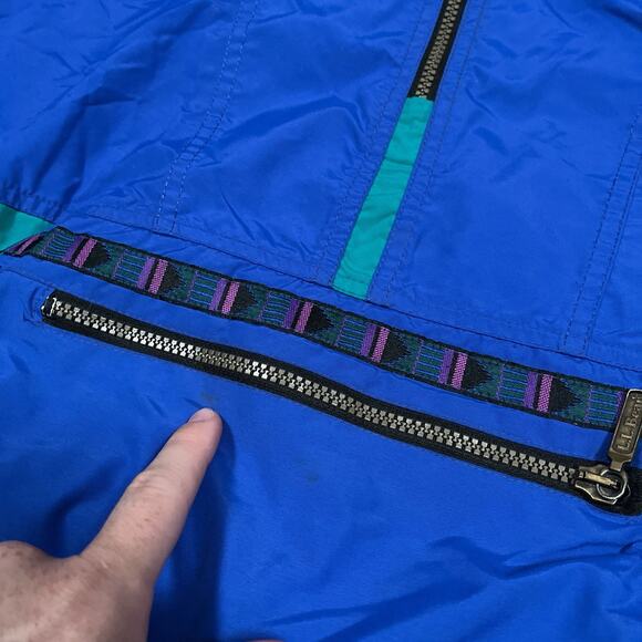 VTG 90s 80s LL Bean Pullover 1/4Zip Anorak Windbreaker Jacket Aztec Womens Large - Picture 6 of 8
